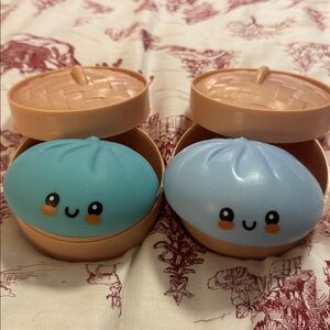 Set of Viral Mystery Dumplin Squishy Toy in Cream Case opened